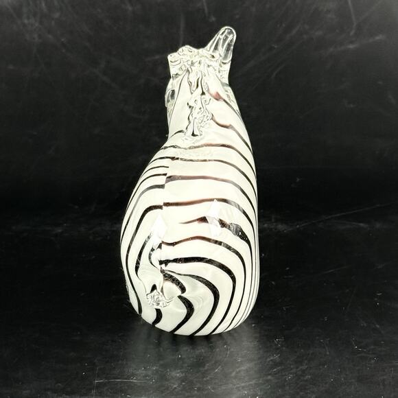 Vintage Murano Style Art Glass Zebra Figurine Hand Blown Striped Horse Sculpture - Picture 4 of 11